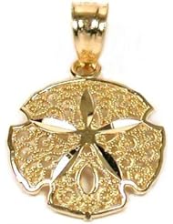 14K Gold Sand Dollar Pendant Charm Necklace Sea Jewelry