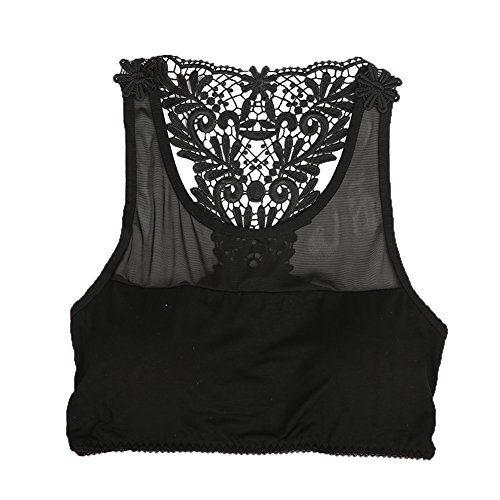 Women's Hollow Out Crochet Knit Halter Flower Tassel Bikini Tops Crop Tank Cami