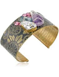 Mercedes Salazar "Fiesta" Handmade Bronze Black Cuff Bracelet, 6"