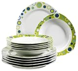 Domestic 921096 Anastasia Porzellan Tafelservice 12-teilig mit je 6 Teller tief und flach