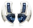 10k White Gold Trillion-Cut Lab-Created Ceylon Sapphire Earrings w/ Diamond Accent