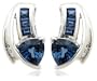 10k White Gold Trillion-Cut Lab-Created Ceylon Sapphire Earrings w/ Diamond Accent