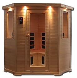 ClearLight CE-C 4 Person Corner Sauna Infrared Fusion Carbon/Ceramic - Aspen Wood
