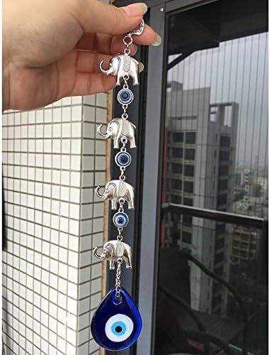 Turkish Blue Evil Eye 4 Elephant Amulet Protection Wall Hanging Home Decor Gift
