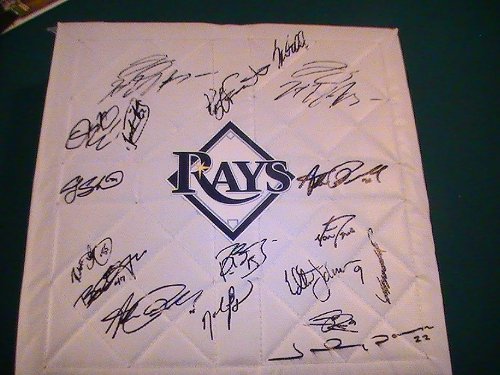 2010 TAMPA BAY RAYS TEAM SIGNED AUTOGRAPHED BASEBALL BASE EVAN LONGORIA , DAVID PRICE COA + PROOF PHOTO