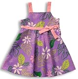 Fern Flower Fun Empire Bow Hawaiian Aloha Bias Flare Sun Dress - Infant, Toddler, Small Girl Size