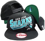 San Jose Sharks Black Plastic Snapback Adjustable Plastic Snap Back Hat / Cap