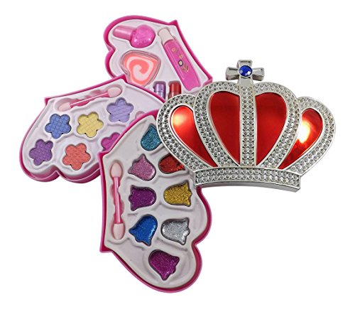 Petite Girls Royal Crown Shaped Cosmetics Play Set - Fashion Makeup Kit for Kids