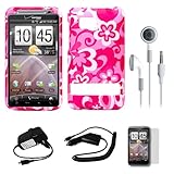 Pink Tropical Flower Durable 2 Piece Protective Crystal Hard Shield Guard C ....
