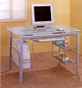 Contemporary Metal And Glass Computer Desk