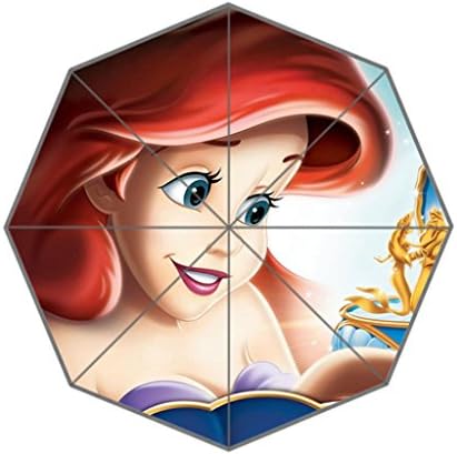 LaHuo Lovely &amp; Charming Ariel Logo Children's Favorite Custom Design Travel Folding Umbrella Auto Open Close Windproof Compact For Easy Carrying Firm Durable Lifetime Guarantee Umbrella