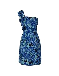  Draped One Shoulder Polyester General Print  Dress With Ruffles