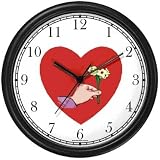 Red Heart - Hand with Flowers - Love & Friendship Theme Wall Clock by WatchBuddy Timepieces (Slate Blue Frame)