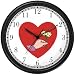 Red Heart - Hand with Flowers - Love & Friendship Theme Wall Clock by WatchBuddy Timepieces (Slate Blue Frame)