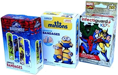 Super Fun Band Aids-Minions, Marvel Avengers, Jurrassic World