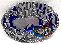 North to Alaska Enamel Pewter Belt Buckle