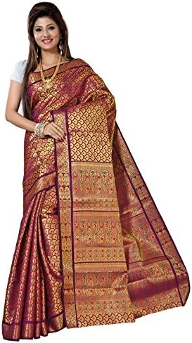 Alankrita Kanchipuram Art Silk Brocket Rich Pallu Saree Mejanta Color