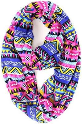 Ladies Womens Girls Royal Hot Pink Tribal Knit Infinity Scarf (Blue Hot Pink)