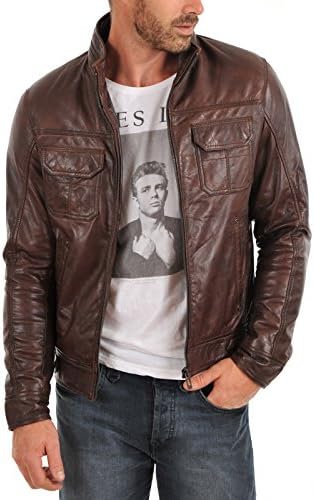 Lambskin Leather Men's Jacket Free Authentic Leather Pouch Case Cover