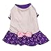 Blueberry Pet Orchid & Grey Bow Cotton Dog Dress, Back Length 16