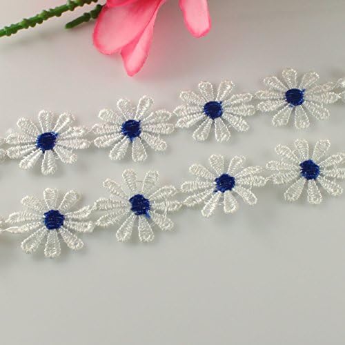 Cute Embroidered Net Lace Trim Ribbon Handicrafts with Mini Blue-white Flowers