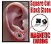 Black Onyx Pair of Square Cut Magnetic Earrings