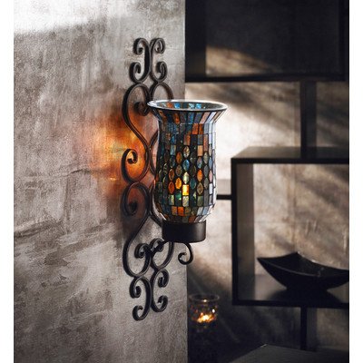 American Atelier Mosaic Glass and Metal Wall Lighting Sconce, 4-3/4 by 5 by 16-Inch