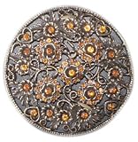 Womens Amber Rhinestone "Flower Hearts" Circular Fashion Belt Buckle