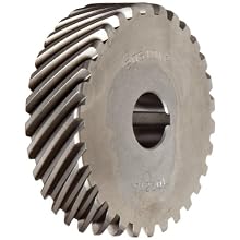 Boston Gear H2020L Plain Helical Gear, 45 Degree Helix, 14.5 Degree Pressure Angle, 0.500 Bore, 20 Pitch, 20 Teeth, Steel, LH