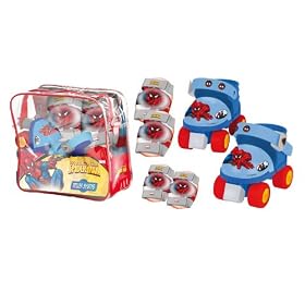 Mondo Motors - Spiderman Roller Skates with Knee and Elbow Protection Pads in Bag