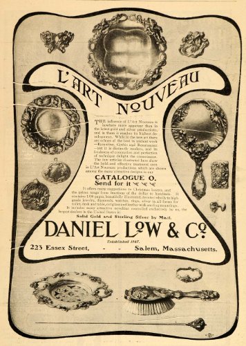 1901 Vintage Ad Daniel Low Co. Gold Silver Art Nouveau - Original Print Ad