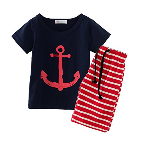 Baby Boys' Short Sleeve T-shirts and Stripe Shorts Set