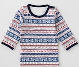 ニシキ ジャガード柄 長袖ワンボタンサイズ肌着 P3512 95cm・ブルー