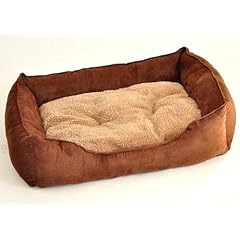 Top-modernes und elegantes Hundebett in brauner Wildlederoptik mit kuschelweichem Teddykissen - in 4 verschiedenen Gr��en