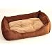 Top-modernes und elegantes Hundebett in brauner Wildlederoptik mit kuschelweichem Teddykissen - in 4 verschiedenen Gr��en
