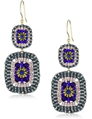 Miguel Ases Blue Quartz and Swarovski Square Drop Earrings