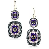 Miguel Ases Blue Quartz and Swarovski Square Drop E