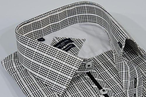 Rosso Milano Men's Modern Fit Plaid Dress Shirt X-Large Black