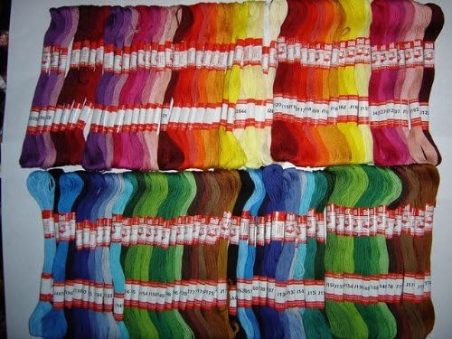 100 Skeins Assorted Embroidery Cross Stitch Threads Floss 6 Strands Cotton