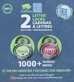 Buffalo Resettable Letter Combination Lock - Set Your Own Trilingual Word Combination - 2 Pack
