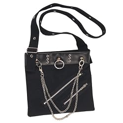 HB-012-1, Blk Canvas W/Blk Zippers Shoulder Bag