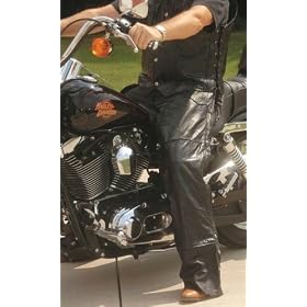 Diamond Plate Genuine Buffalo Leather Motorcycle Chaps