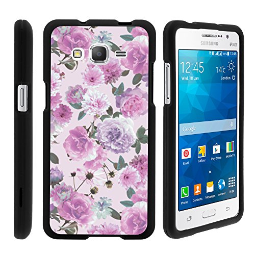 Samsung Galaxy Grand Prime Case, Slim Fit Snap On Cover with Unique, Customized Design for Samsung Galaxy Grand Prime SM-G530H, SM-G530F (Cricket) from MINITURTLE | Includes Clear Screen Protector and Stylus Pen - Pink Purple Flower