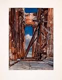 1906 Color Print Parthenon Greece Ancient Ruins Scaffolding Fulleylove Columns - Original Color Print
