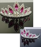 Exquisite Pink Crystal Prom Wedding Tiara comb H69 img