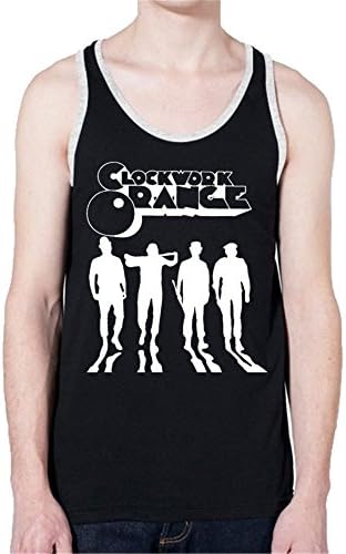 Tinage Clockwork Orange Tshirt Cotton Mens Contrast Tank Top for Summer Black L
