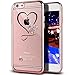 iPhone SE Case,iPhone 5S Case,ikasus Mini Love Heart Glitter Bling Crystal Rhinestone Diamonds Clear Rubber Rose Electroplate Plating Frame TPU Soft Silicone Bumper Case for iPhone SE & iPhone 5S 5