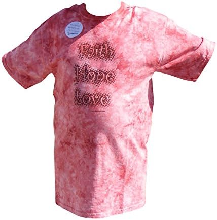 Wise Dyes Pink Tie Dye Adult Christian T-Shirt - Faith Hope Love (Large)