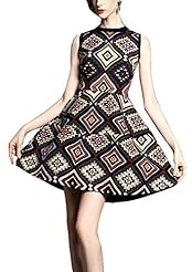 General Print Cotton/Leather/Polyester/Wool Summer Winter Sleeveless Club Dress/Evening Dress/Prom Dress 