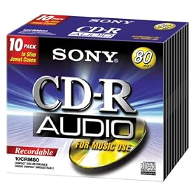 Sony CD-R Audio 80 Minute in Slim Jewel Case (10-Pack)